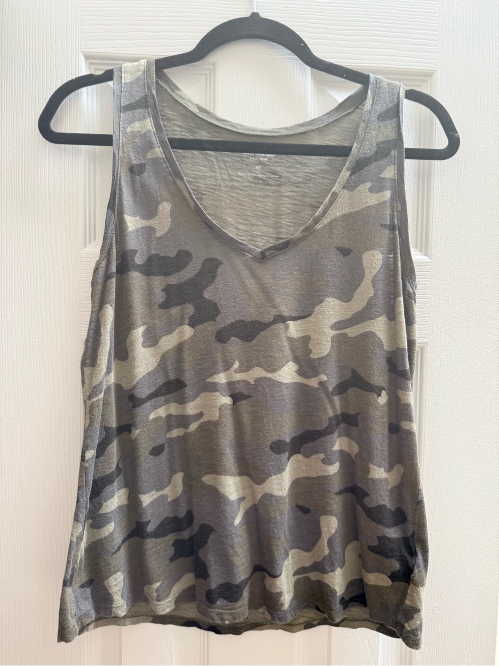 Express Olive & Gray Camo V-Neck Tank Top
